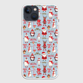Чехол для iPhone 13 с принтом Рождественская Милота в Кировске,  |  | Тематика изображения на принте: дед мороз | заяц | колокольчик | лиса | лисичка | медведь | олень | омела | пингвин | санта клаус