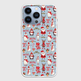 Чехол для iPhone 13 Pro с принтом Рождественская Милота в Кировске,  |  | Тематика изображения на принте: дед мороз | заяц | колокольчик | лиса | лисичка | медведь | олень | омела | пингвин | санта клаус