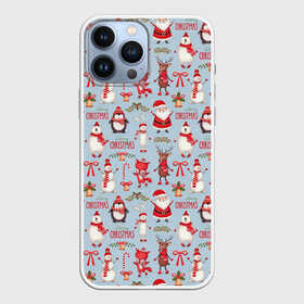 Чехол для iPhone 13 Pro Max с принтом Рождественская Милота в Кировске,  |  | Тематика изображения на принте: дед мороз | заяц | колокольчик | лиса | лисичка | медведь | олень | омела | пингвин | санта клаус