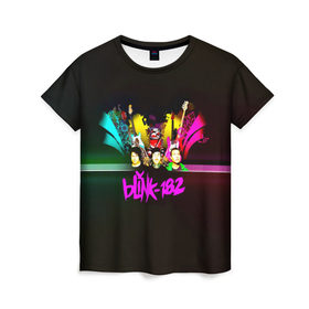 Женская футболка 3D с принтом Группа Blink-182 в Кировске, 100% полиэфир ( синтетическое хлопкоподобное полотно) | прямой крой, круглый вырез горловины, длина до линии бедер | 