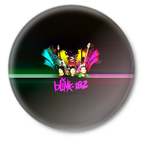Значок с принтом Группа Blink-182 в Кировске,  металл | круглая форма, металлическая застежка в виде булавки | 