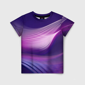 Детская футболка 3D с принтом Фиолетовые Волны в Кировске, 100% гипоаллергенный полиэфир | прямой крой, круглый вырез горловины, длина до линии бедер, чуть спущенное плечо, ткань немного тянется | линии | узоры | фиолетовый | цвет