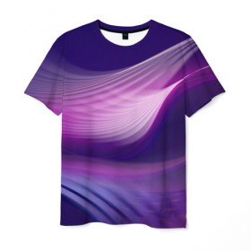 Мужская футболка 3D с принтом Фиолетовые Волны в Кировске, 100% полиэфир | прямой крой, круглый вырез горловины, длина до линии бедер | линии | узоры | фиолетовый | цвет