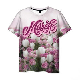 Мужская футболка 3D с принтом 8 Марта в Кировске, 100% полиэфир | прямой крой, круглый вырез горловины, длина до линии бедер | 8 марта | march | девушкам | женщинам | март | модные | небо | подарки | подарок | праздник | природа | растения | розы | тренды | тюльпаны | цветы