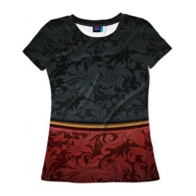 Женская футболка 3D с принтом Узоры Black and Red в Кировске, 100% полиэфир ( синтетическое хлопкоподобное полотно) | прямой крой, круглый вырез горловины, длина до линии бедер | красный | узоры | цветы | черный