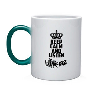 Кружка хамелеон с принтом Keep calm and listen Blink-182 в Кировске, керамика | меняет цвет при нагревании, емкость 330 мл | Тематика изображения на принте: 