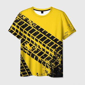 Мужская футболка 3D с принтом Следы покрышек в Кировске, 100% полиэфир | прямой крой, круглый вырез горловины, длина до линии бедер | колесо | отпечаток | покрышка | протектор | след | шина