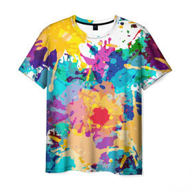Мужская футболка 3D с принтом Пятна краски в Кировске, 100% полиэфир | прямой крой, круглый вырез горловины, длина до линии бедер | абстракция | брызги | краска | пятно