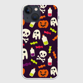 Чехол для iPhone 13 mini с принтом Halloween в Кировске,  |  | halloween | сладости | тыква | хэллоуин | череп