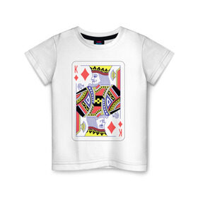 Детская футболка хлопок с принтом Король буби в Кировске, 100% хлопок | круглый вырез горловины, полуприлегающий силуэт, длина до линии бедер | Тематика изображения на принте: азарт | атласная | бубей | бубны | карты | колода | масть