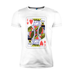 Мужская футболка премиум с принтом Король черви в Кировске, 92% хлопок, 8% лайкра | приталенный силуэт, круглый вырез ворота, длина до линии бедра, короткий рукав | азарт | атласная | карты | колода | масть | покер | червей | черви