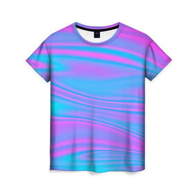 Женская футболка 3D с принтом Глянцевые линии в Кировске, 100% полиэфир ( синтетическое хлопкоподобное полотно) | прямой крой, круглый вырез горловины, длина до линии бедер | color | paint | абстракция | абстракция красок | краска | разводы | разводы красок | цветные краски | яркие краски