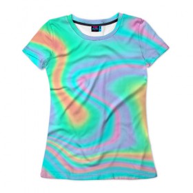 Женская футболка 3D с принтом Светлые узоры в Кировске, 100% полиэфир ( синтетическое хлопкоподобное полотно) | прямой крой, круглый вырез горловины, длина до линии бедер | color | paint | абстракция | абстракция красок | краска | разводы | разводы красок | цветные краски | яркие краски