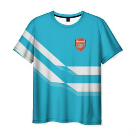 Мужская футболка 3D с принтом Арсенал / FC Arsenal 2018 Blue в Кировске, 100% полиэфир | прямой крой, круглый вырез горловины, длина до линии бедер | Тематика изображения на принте: 