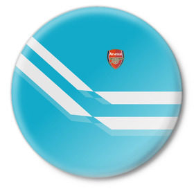 Значок с принтом Арсенал / FC Arsenal 2018 Blue в Кировске,  металл | круглая форма, металлическая застежка в виде булавки | Тематика изображения на принте: 