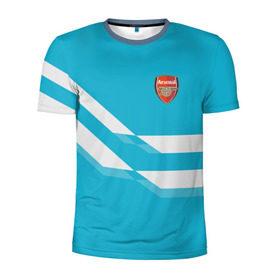 Мужская футболка 3D спортивная с принтом Арсенал / FC Arsenal 2018 Blue в Кировске, 100% полиэстер с улучшенными характеристиками | приталенный силуэт, круглая горловина, широкие плечи, сужается к линии бедра | Тематика изображения на принте: 