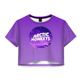 Женская футболка 3D укороченная с принтом Arctic Monkeys в Кировске, 100% полиэстер | круглая горловина, длина футболки до линии талии, рукава с отворотами | алекс тёрнер | арктик | арктические мартышки | гаражный | группа | джейми кук | инди рок | манкис | музыка | мэтт хелдер | ник о мэлли | обезьяна | постпанк ривайвл | психоделический | рок