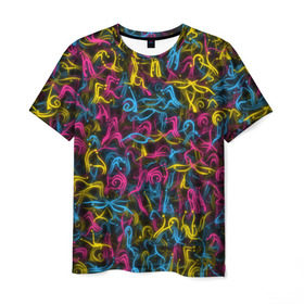 Мужская футболка 3D с принтом Абстрактная эротика в Кировске, 100% полиэфир | прямой крой, круглый вырез горловины, длина до линии бедер | закорючки | любовь | паттерн | позы | текстура