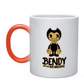 Кружка хамелеон с принтом Bendy and the ink machine (12) в Кировске, керамика | меняет цвет при нагревании, емкость 330 мл | bendy | bendy and the ink machine | horror | ink | machine | trend