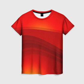Женская футболка 3D с принтом Red line Fire в Кировске, 100% полиэфир ( синтетическое хлопкоподобное полотно) | прямой крой, круглый вырез горловины, длина до линии бедер | fire | абстракция | геометрия | красный | линии | огонь | пекло | полосы | узоры | ярость