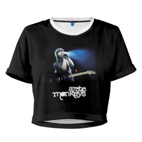 Женская футболка 3D укороченная с принтом Alex Turner Arctic Monkeys в Кировске, 100% полиэстер | круглая горловина, длина футболки до линии талии, рукава с отворотами | алекс тёрнер | арктик | арктические мартышки | гаражный | группа | джейми кук | инди рок | манкис | музыка | мэтт хелдер | ник о мэлли | обезьяна | постпанк ривайвл | психоделический | рок
