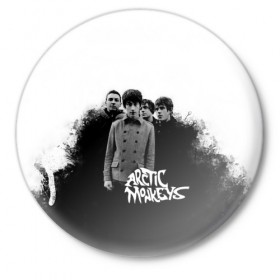 Значок с принтом Группа Arctic Monkeys в Кировске,  металл | круглая форма, металлическая застежка в виде булавки | arctic monkeys обезьянка