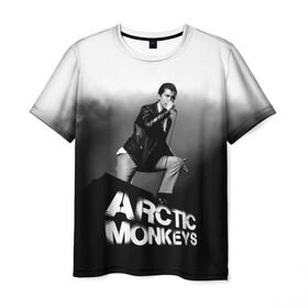 Мужская футболка 3D с принтом Солист Arctic Monkeys в Кировске, 100% полиэфир | прямой крой, круглый вырез горловины, длина до линии бедер | Тематика изображения на принте: алекс тёрнер | арктик | арктические мартышки | гаражный | группа | джейми кук | инди рок | манкис | музыка | мэтт хелдер | ник о мэлли | обезьяна | постпанк ривайвл | психоделический | рок