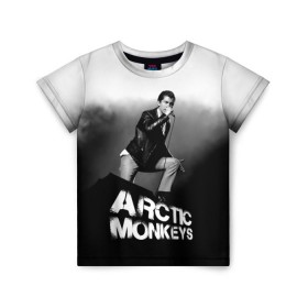 Детская футболка 3D с принтом Солист Arctic Monkeys в Кировске, 100% гипоаллергенный полиэфир | прямой крой, круглый вырез горловины, длина до линии бедер, чуть спущенное плечо, ткань немного тянется | Тематика изображения на принте: алекс тёрнер | арктик | арктические мартышки | гаражный | группа | джейми кук | инди рок | манкис | музыка | мэтт хелдер | ник о мэлли | обезьяна | постпанк ривайвл | психоделический | рок