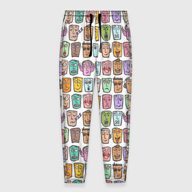 Мужские брюки 3D с принтом Набор рожиц в Кировске, 100% полиэстер | манжеты по низу, эластичный пояс регулируется шнурком, по бокам два кармана без застежек, внутренняя часть кармана из мелкой сетки | 