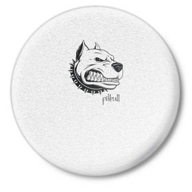 Значок с принтом Pitbull в Кировске,  металл | круглая форма, металлическая застежка в виде булавки | Тематика изображения на принте: dog | питбуль | порода | рисунок | собака