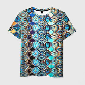 Мужская футболка 3D с принтом psychedelic mosaica в Кировске, 100% полиэфир | прямой крой, круглый вырез горловины, длина до линии бедер | Тематика изображения на принте: 