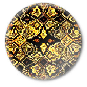 Значок с принтом Gold luxury в Кировске,  металл | круглая форма, металлическая застежка в виде булавки | волны | разводы | узоры