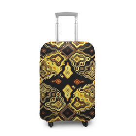Чехол для чемодана 3D с принтом Gold luxury в Кировске, 86% полиэфир, 14% спандекс | двустороннее нанесение принта, прорези для ручек и колес | волны | разводы | узоры