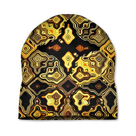 Шапка 3D с принтом Gold luxury в Кировске, 100% полиэстер | универсальный размер, печать по всей поверхности изделия | волны | разводы | узоры