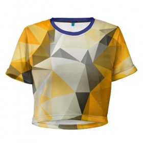 Женская футболка 3D укороченная с принтом Sport Abstract 2018 в Кировске, 100% полиэстер | круглая горловина, длина футболки до линии талии, рукава с отворотами | абстракция | геометрия | желтый | краски | линии | мода | модные | пирамиды | полосы | серый | тренды | треугольники | узоры | фигуры | цвет
