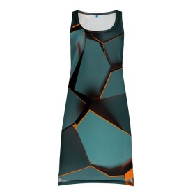 Платье-майка 3D с принтом Нано в Кировске, 100% полиэстер | полуприлегающий силуэт, широкие бретели, круглый вырез горловины, удлиненный подол сзади. | abstraction | абстракция | геометрия | грани | полигоны | сочетания | треугольники