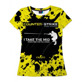 Женская футболка 3D с принтом Counter-Strike Go Mid в Кировске, 100% полиэфир ( синтетическое хлопкоподобное полотно) | прямой крой, круглый вырез горловины, длина до линии бедер | cs go | global offensive | контр страйк | шутер