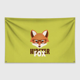 Флаг-баннер с принтом Хипстер лиса в Кировске, 100% полиэстер | размер 67 х 109 см, плотность ткани — 95 г/м2; по краям флага есть четыре люверса для крепления | борода | зверь | лиса | очки