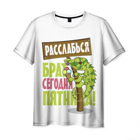 Мужская футболка 3D с принтом Сегодня пятница ! в Кировске, 100% полиэфир | прямой крой, круглый вырез горловины, длина до линии бедер | брат | мороженное | надпись | ящерица