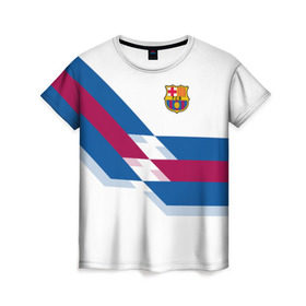Женская футболка 3D с принтом FC Barcelona #8 в Кировске, 100% полиэфир ( синтетическое хлопкоподобное полотно) | прямой крой, круглый вырез горловины, длина до линии бедер | fcb | барселона | геометрия | футбольный клуб