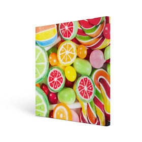 Холст квадратный с принтом Candy в Кировске, 100% ПВХ |  | Тематика изображения на принте: candy | colorful | lollipop | sweet | конфеты | леденцы | сладости