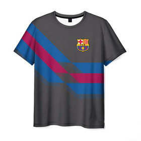 Мужская футболка 3D с принтом FC Barcelona #7 в Кировске, 100% полиэфир | прямой крой, круглый вырез горловины, длина до линии бедер | fcb | барселона | геометрия | футбольный клуб