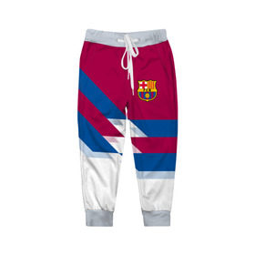 Детские брюки 3D с принтом FC Barcelona #4 в Кировске, 100% полиэстер | манжеты по низу, эластичный пояс регулируется шнурком, по бокам два кармана без застежек, внутренняя часть кармана из мелкой сетки | 