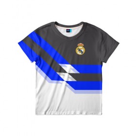 Детская футболка 3D с принтом Real Madrid 2018 в Кировске, 100% гипоаллергенный полиэфир | прямой крой, круглый вырез горловины, длина до линии бедер, чуть спущенное плечо, ткань немного тянется | реал мадрид | эмблема