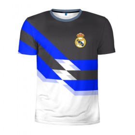 Мужская футболка 3D спортивная с принтом Real Madrid 2018 в Кировске, 100% полиэстер с улучшенными характеристиками | приталенный силуэт, круглая горловина, широкие плечи, сужается к линии бедра | реал мадрид | эмблема