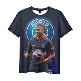 Мужская футболка 3D с принтом Neymar PSG в Кировске, 100% полиэфир | прямой крой, круглый вырез горловины, длина до линии бедер | neymar psg | неймар | неймар псж | псж | футбол