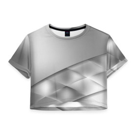 Женская футболка 3D укороченная с принтом Grey rhombuses в Кировске, 100% полиэстер | круглая горловина, длина футболки до линии талии, рукава с отворотами | grey | абстракция | геометрия | ромб | текстура