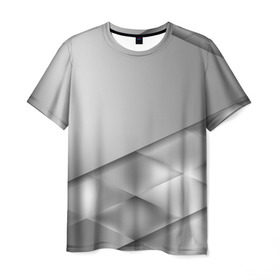 Мужская футболка 3D с принтом Grey rhombuses в Кировске, 100% полиэфир | прямой крой, круглый вырез горловины, длина до линии бедер | grey | абстракция | геометрия | ромб | текстура