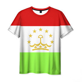 Мужская футболка 3D с принтом Флаг Таджикистана в Кировске, 100% полиэфир | прямой крой, круглый вырез горловины, длина до линии бедер | Тематика изображения на принте: парчами точикистон | таджикистан | точикистон | флаг | флаг таджикистана