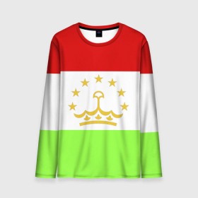 Мужской лонгслив 3D с принтом Флаг Таджикистана в Кировске, 100% полиэстер | длинные рукава, круглый вырез горловины, полуприлегающий силуэт | Тематика изображения на принте: парчами точикистон | таджикистан | точикистон | флаг | флаг таджикистана